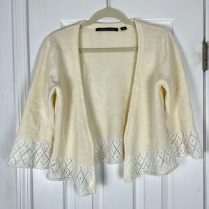 Michelle Nicole Wool Blend Cardigan Shrug Sweater Sz XL Cream Bolero